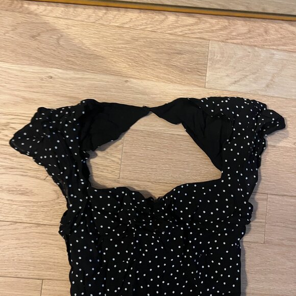 Reformation Myah Maxi Dress Black Polka Dot Size 4 - Picture 3 of 4